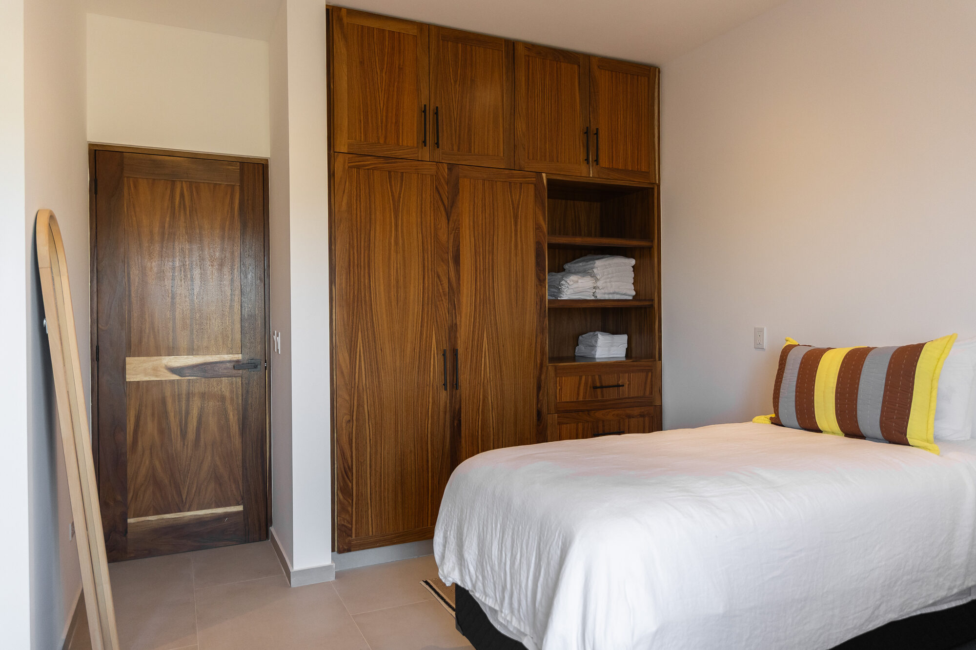 Wardrobe storage in the bedroom, hanging space and shelves